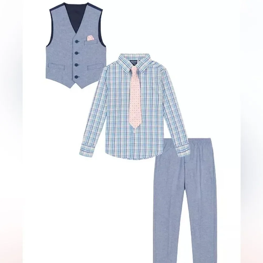 Nautica Little Boys 4-Pc. Linen Look Vest Set Boys jacket and suit